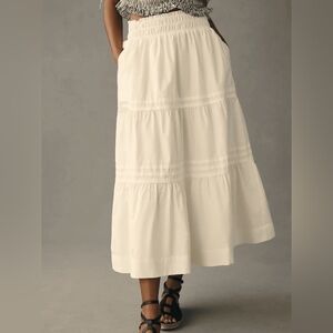 Anthropologie The Somerset Collection Maxi Skirt - White Size Medium NWT